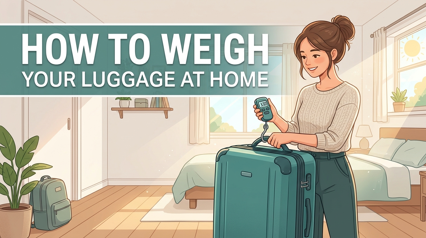 How to weigh your luggage at home - weighing a suitcase with a handheld digital luggage scale