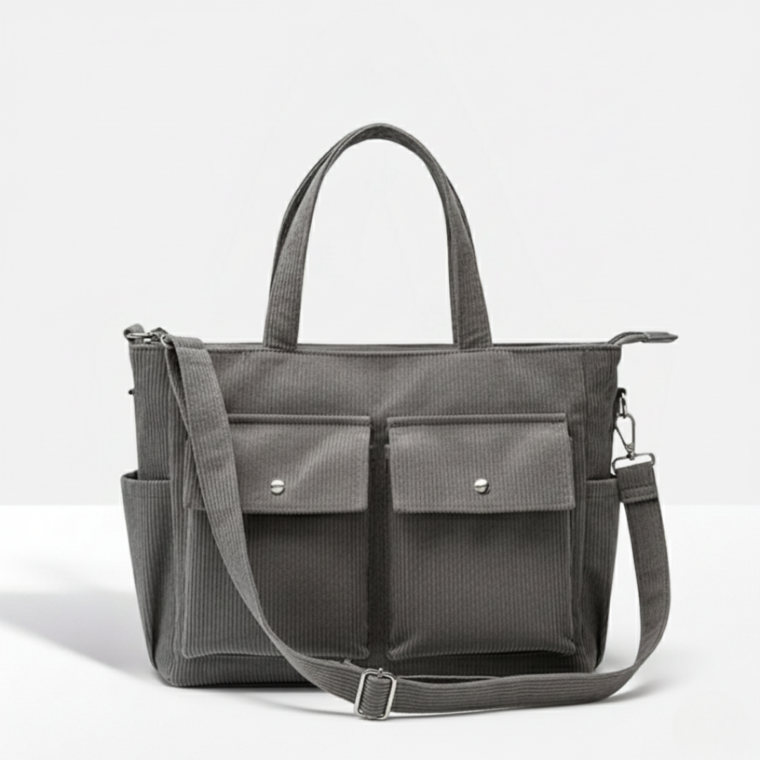 Smart-Pockets Corduroy Tote
