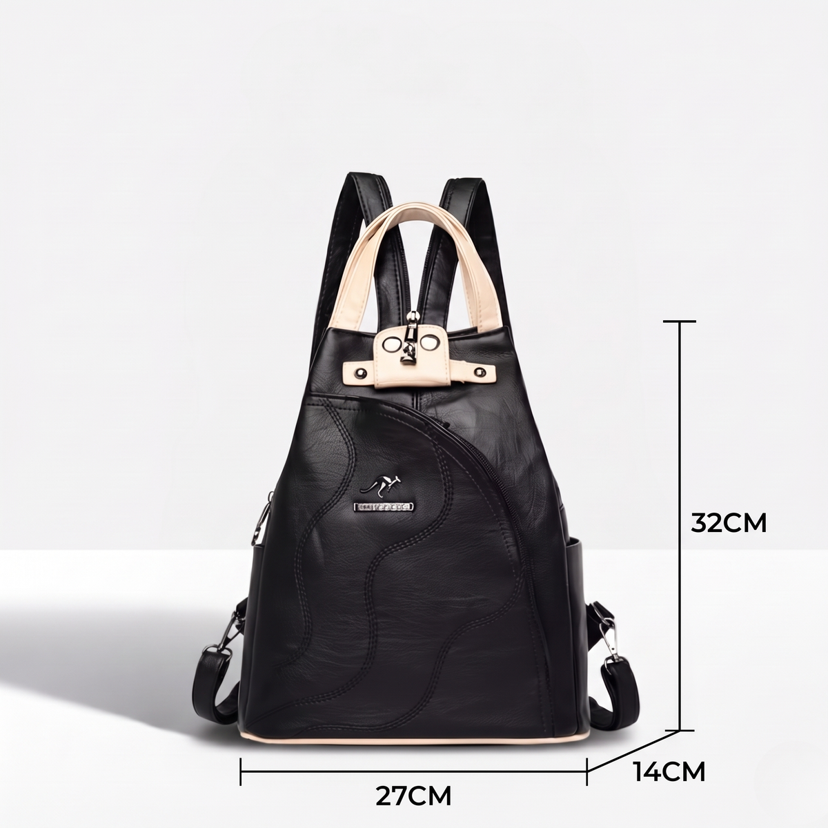 Compact Vegan Leather Backpack