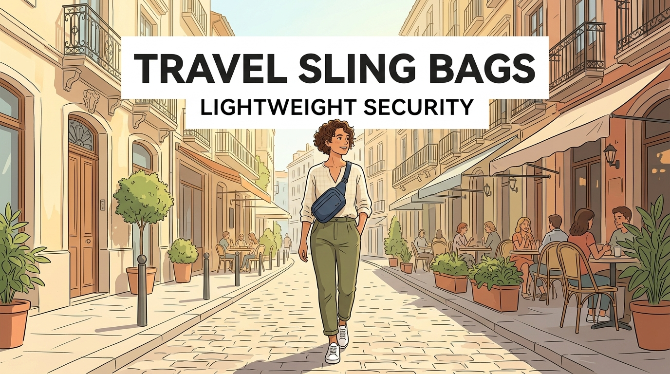 Best travel sling bag guide - traveller wearing a crossbody sling bag on a city street