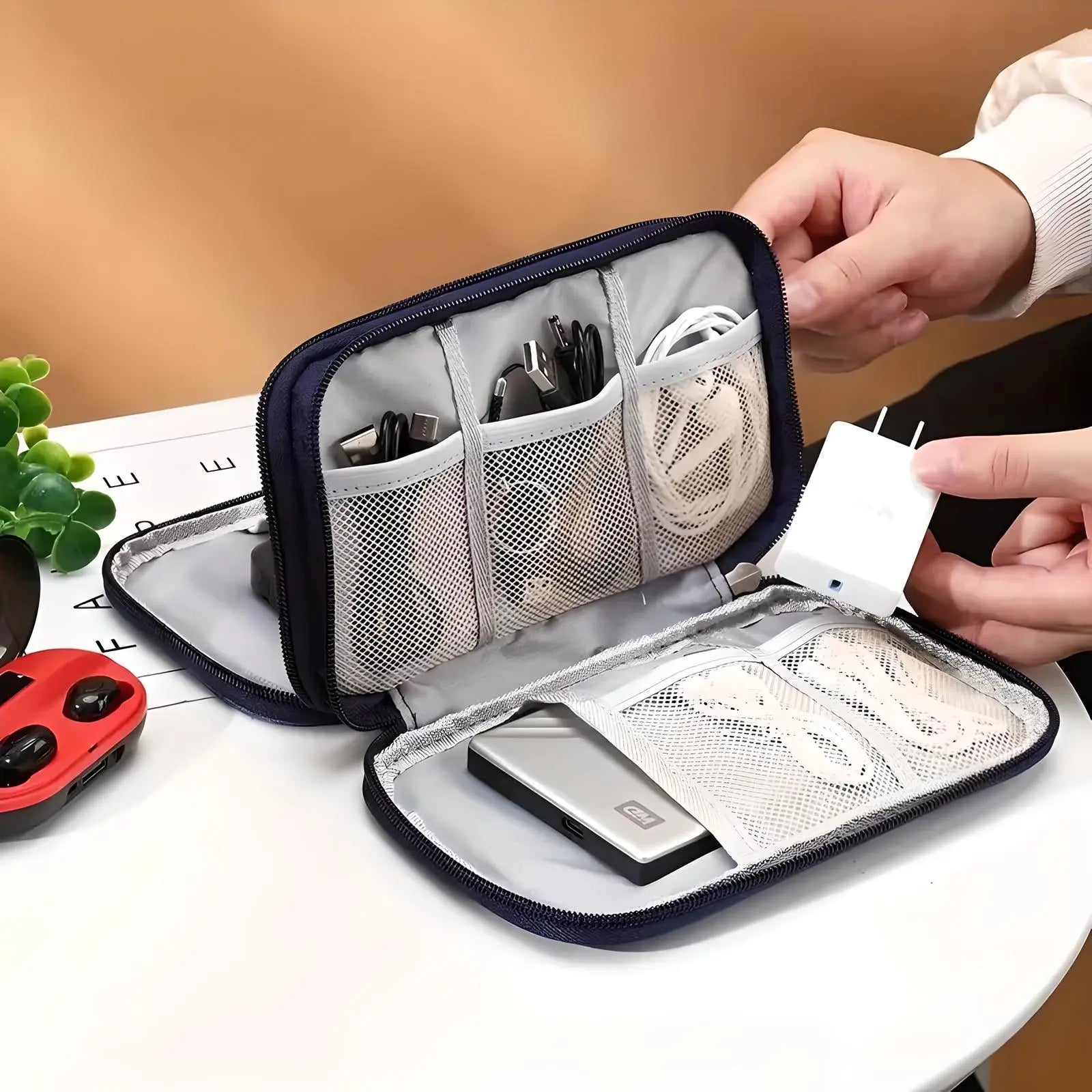 Electronic Bag - Electronics Accessories Organizer - Universal Travel Cable Organizer Bag Grey