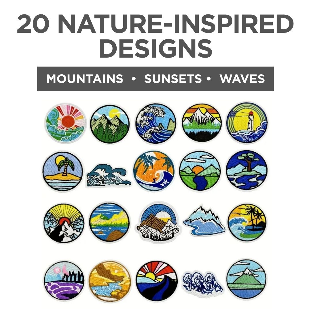 Iron-On Travel Patches – 20 Pc  Set